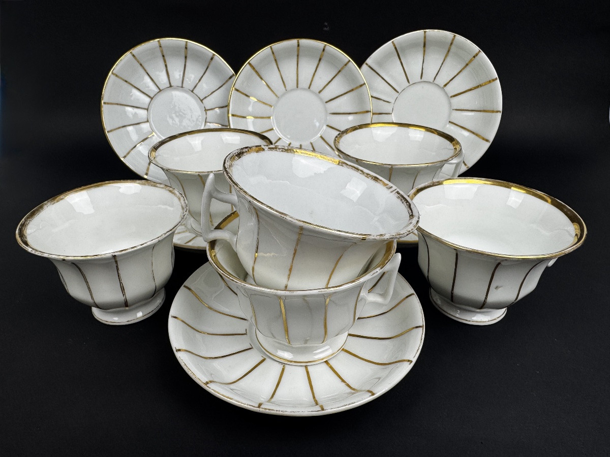 19th Century White And Gold Porcelain Tea Service-photo-2