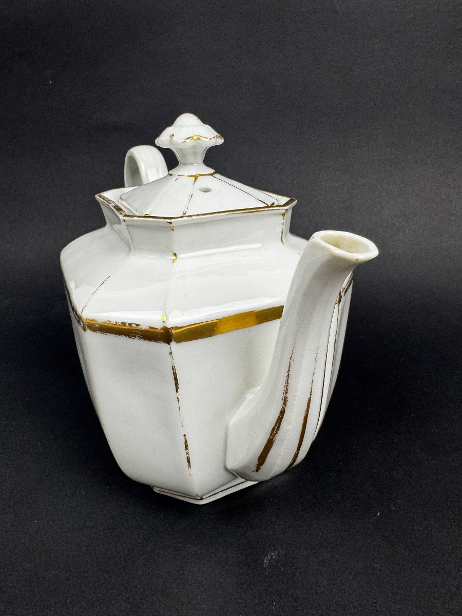 19th Century White And Gold Porcelain Tea Service-photo-2