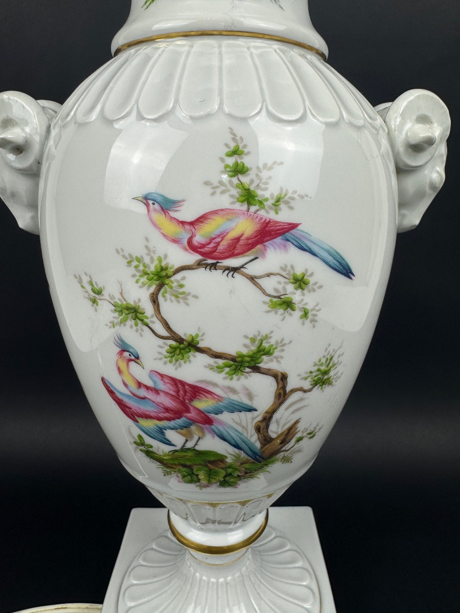 Raynaud, Limoges, Porcelain Lamp Base, Birds Of Paradise Model-photo-3