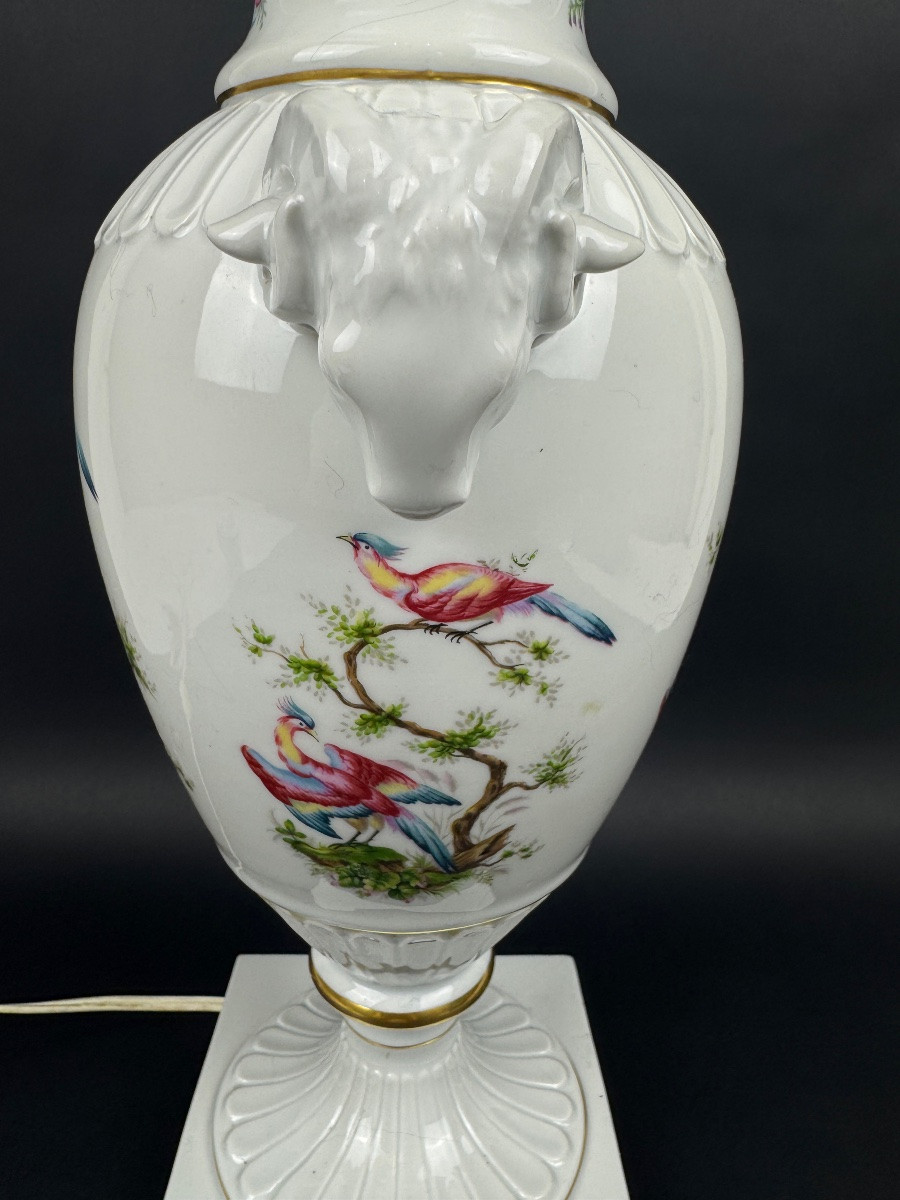 Raynaud, Limoges, Porcelain Lamp Base, Birds Of Paradise Model-photo-8