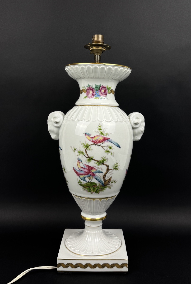 Raynaud, Limoges, Porcelain Lamp Base, Birds Of Paradise Model