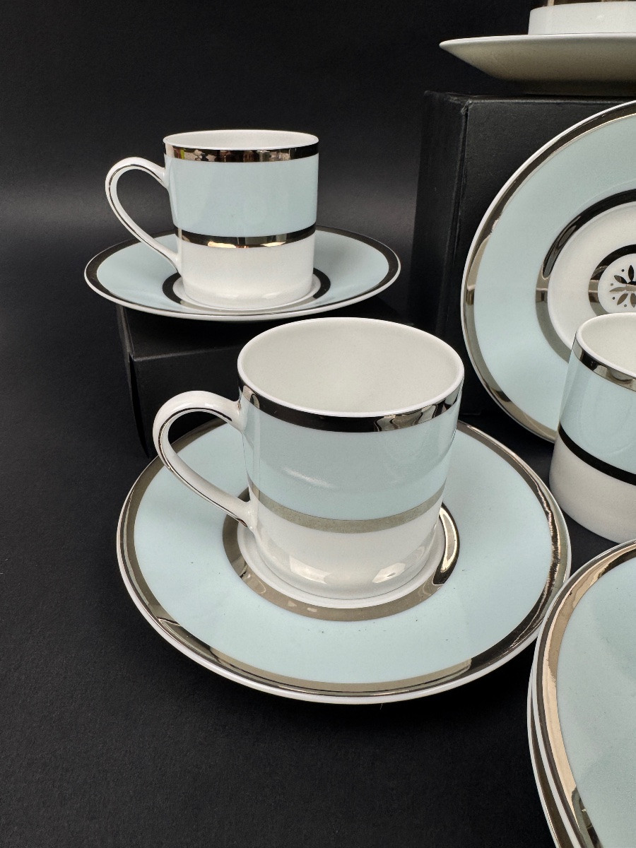  Bernardaud Limoges, Set Of 8 Sparte Neige Model Coffee Cups-photo-2