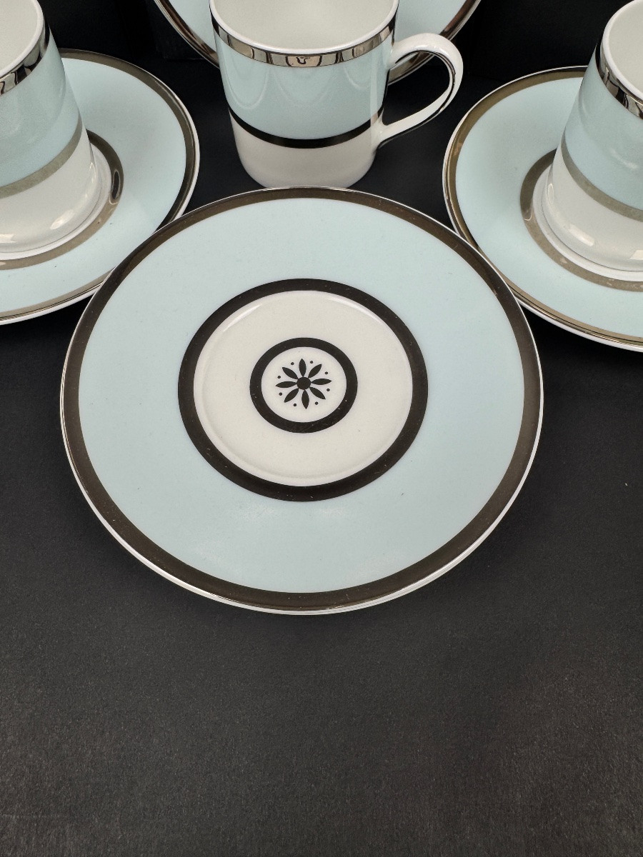  Bernardaud Limoges, Set Of 8 Sparte Neige Model Coffee Cups-photo-3