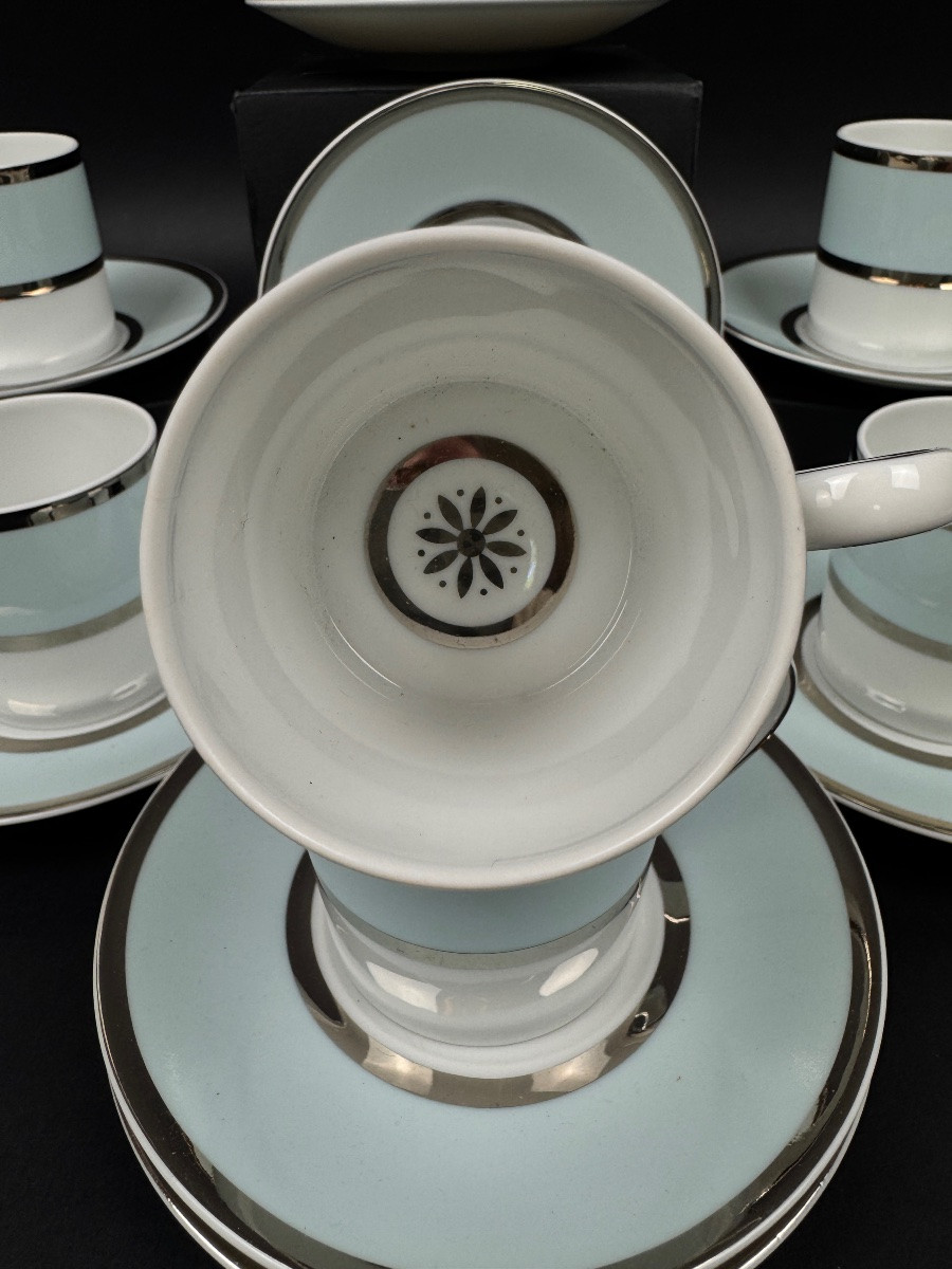  Bernardaud Limoges, Set Of 8 Sparte Neige Model Coffee Cups-photo-4
