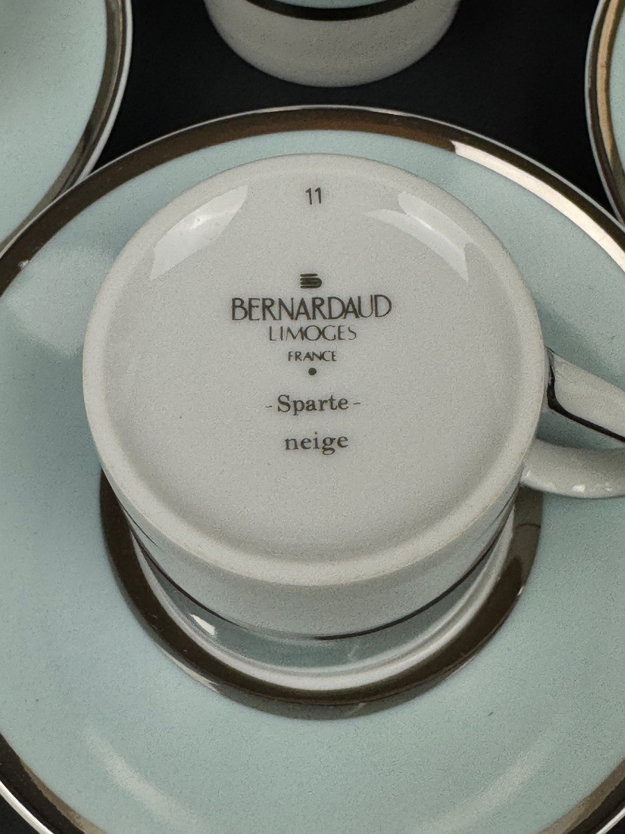  Bernardaud Limoges, Set Of 8 Sparte Neige Model Coffee Cups-photo-1