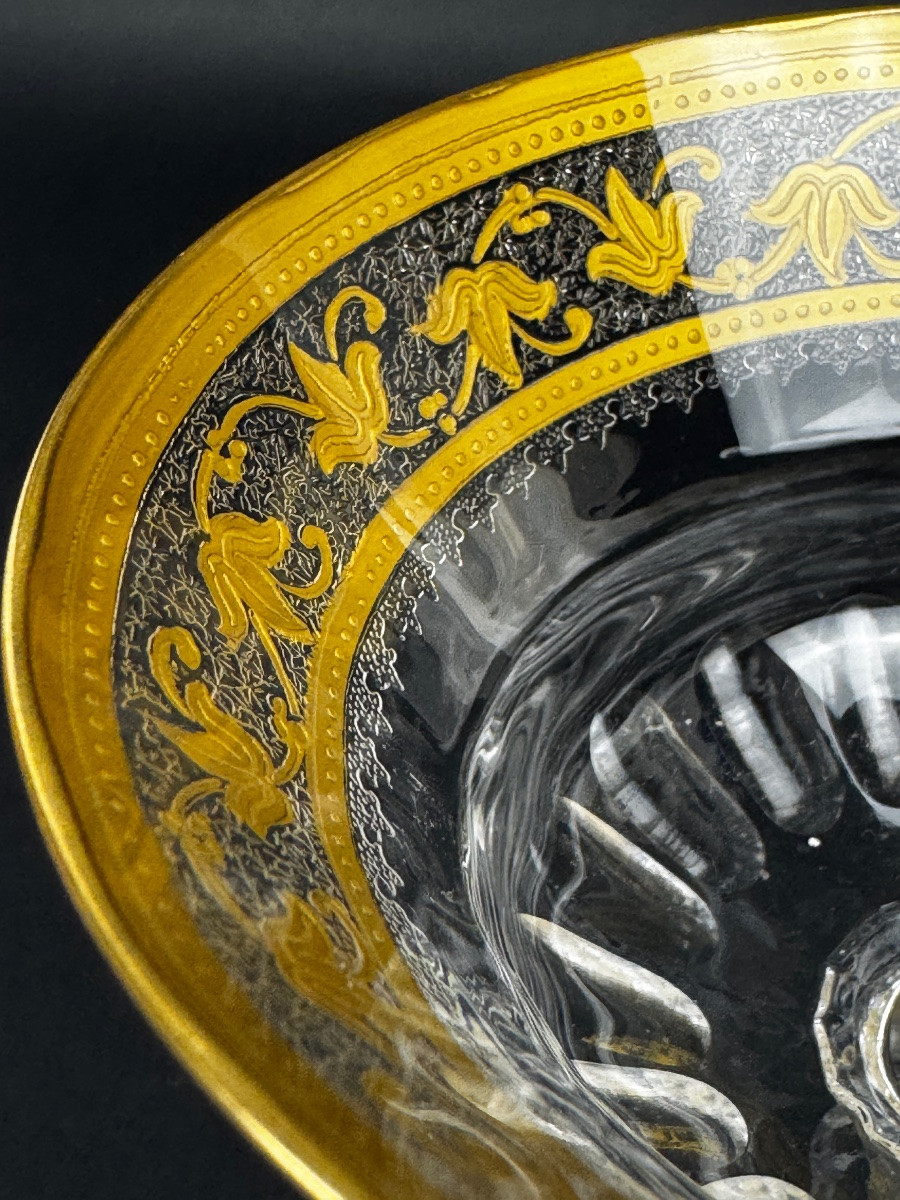 Set Of 8 Saint-louis Gilt Crystal Champagne Glasses – Callot Model – Circa 1925-photo-6