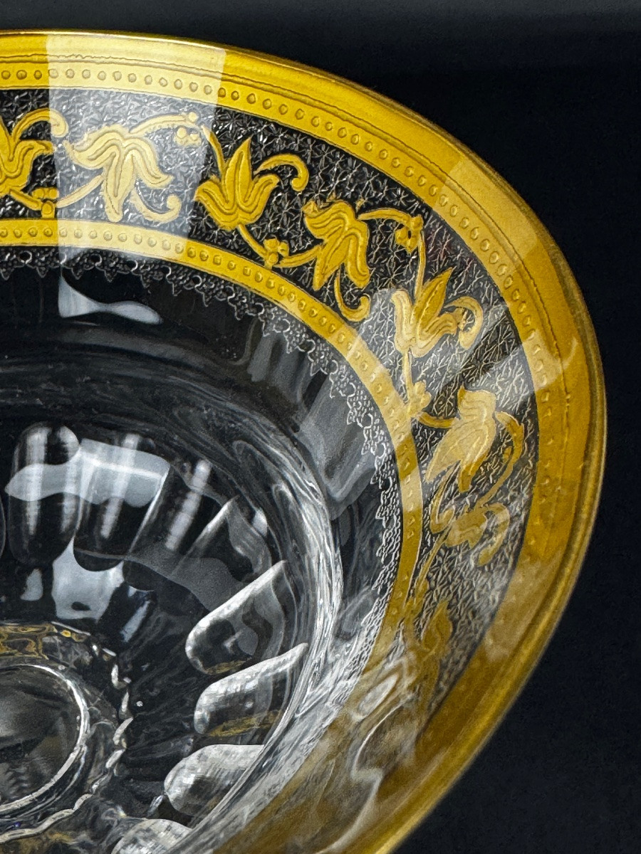 Set Of 8 Saint-louis Gilt Crystal Champagne Glasses – Callot Model – Circa 1925-photo-8