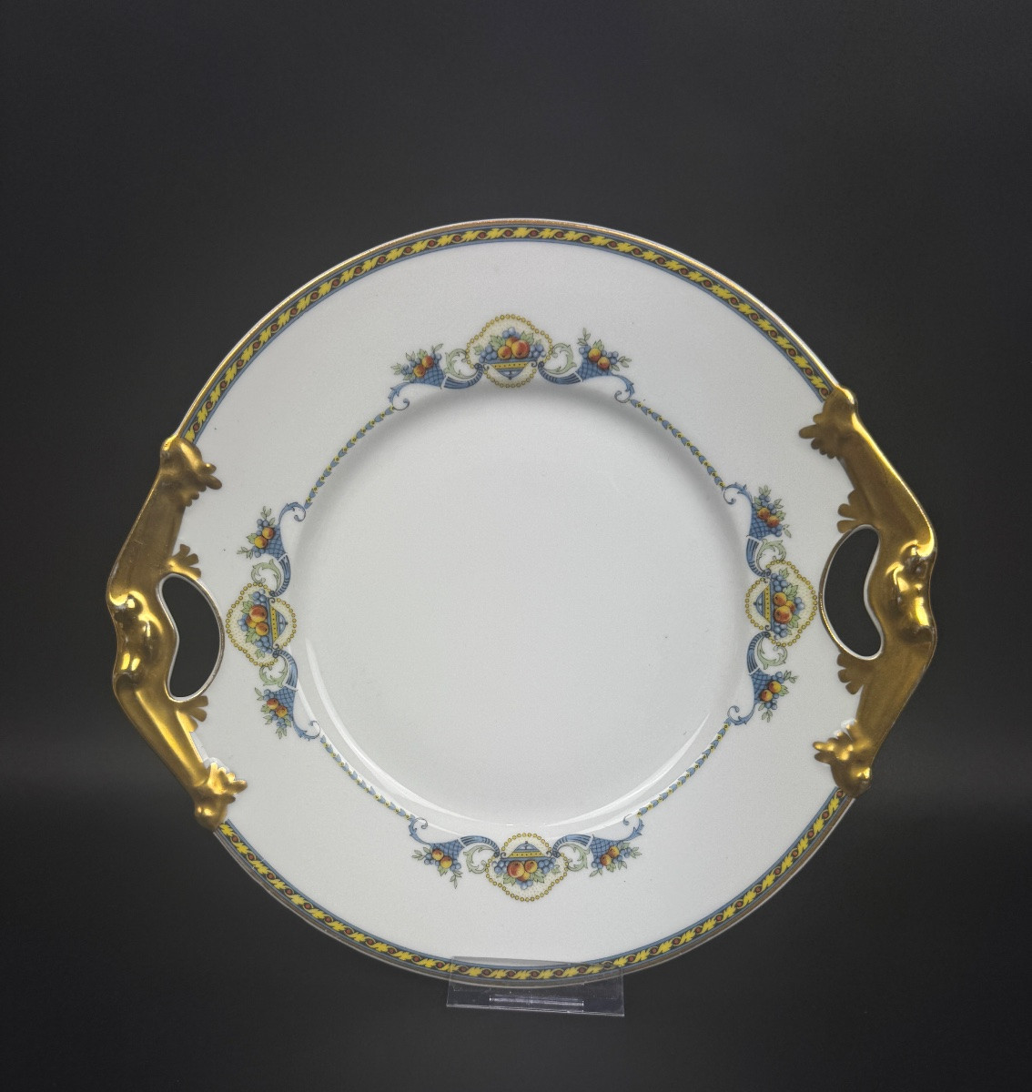 Bernardaud Limoges Porcelain Dessert Service With Dish And 12 Plates -photo-3