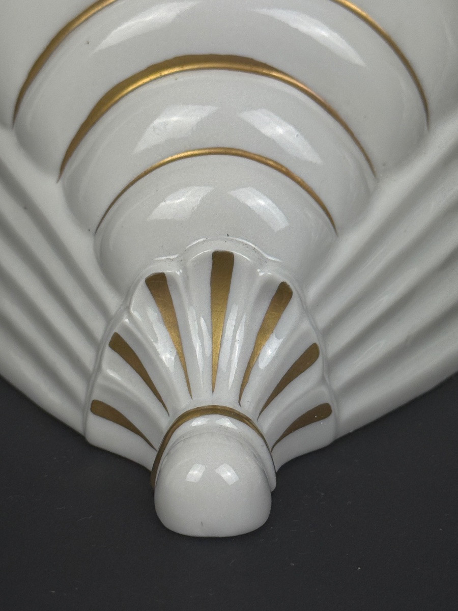 Saxe, paire de consoles d'appliques en porcelaine, période art déco-photo-2