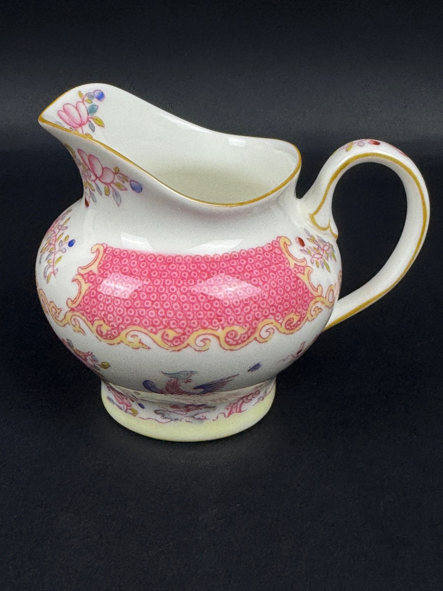 Minton, service à thé, 6 tasses et 3 pièces de forme, pink cockatrice, oiseau de Paradis rose -photo-4