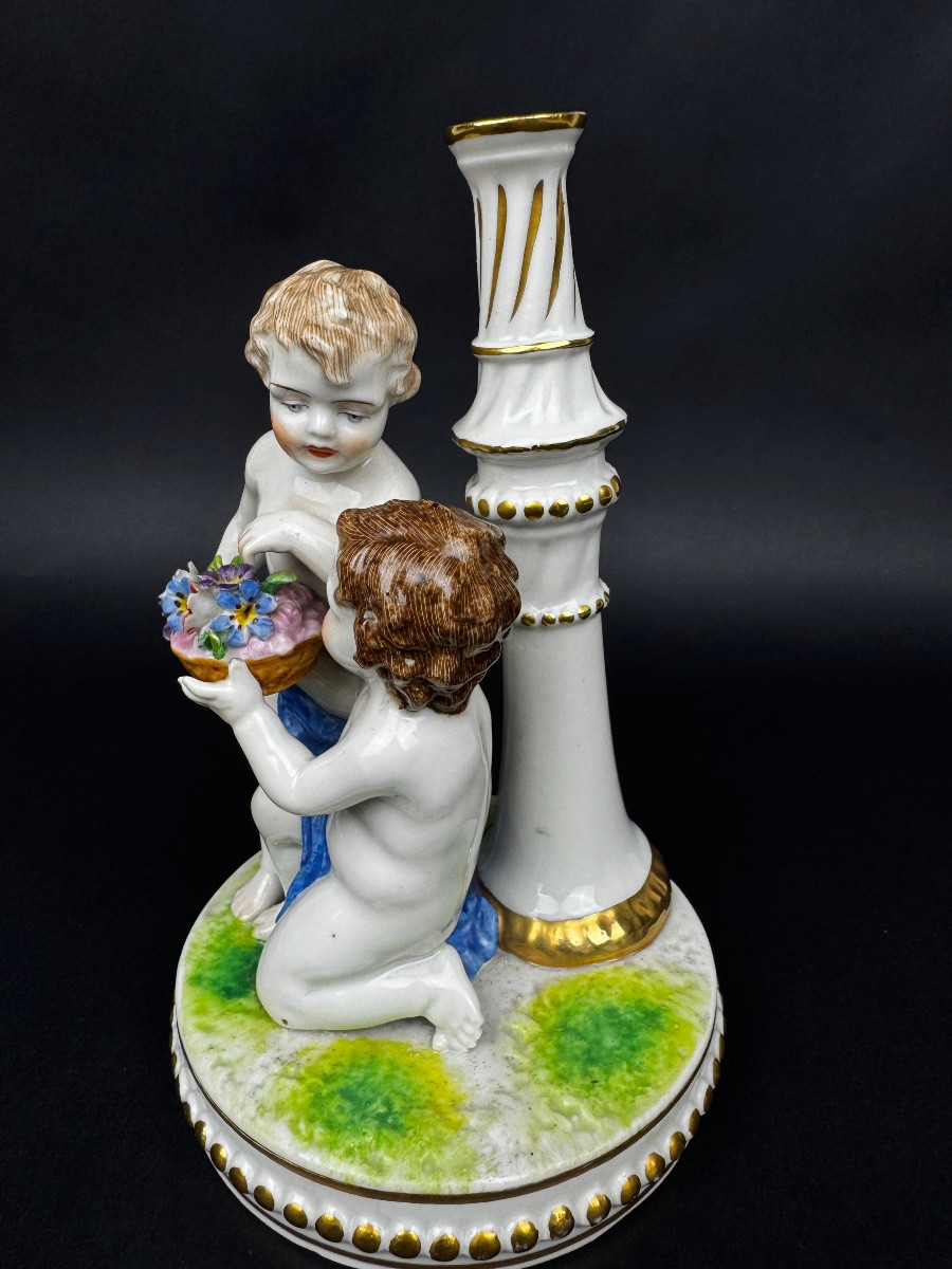 Pied de lampe,  en porcelaine de Dresde, Ludwigsburg-photo-2