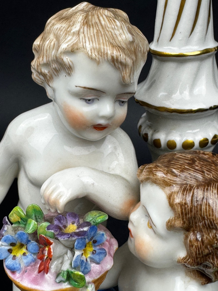 Pied de lampe,  en porcelaine de Dresde, Ludwigsburg-photo-3