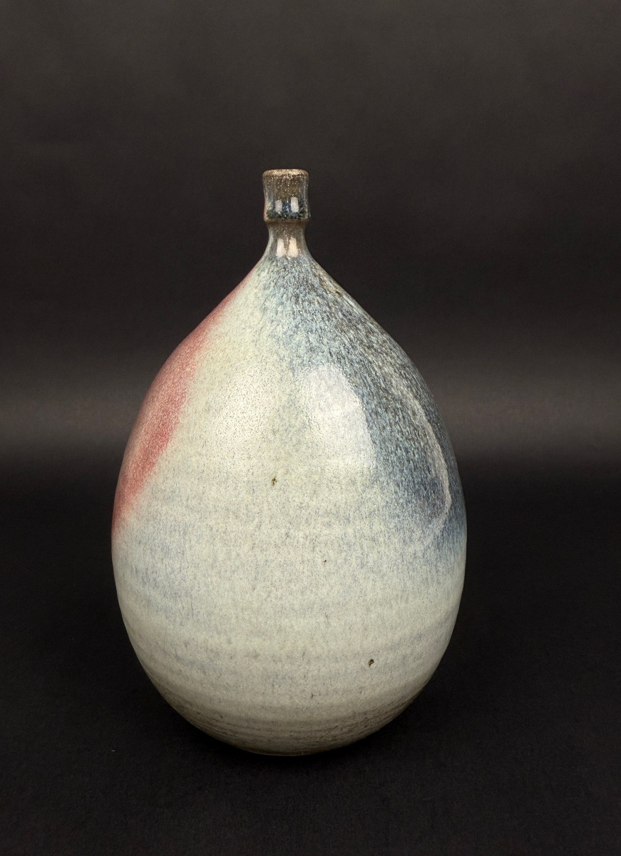 Feu Follet Pottery, Stoneware Vase With Moonlight Glaze-photo-2