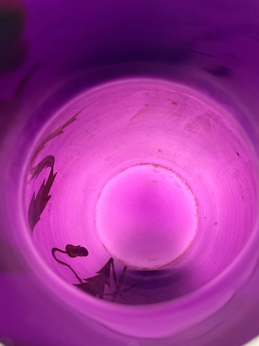 Ferdinand Von Poschinger, grand vase en verre irisé à col renflé et décor émaillé-photo-5