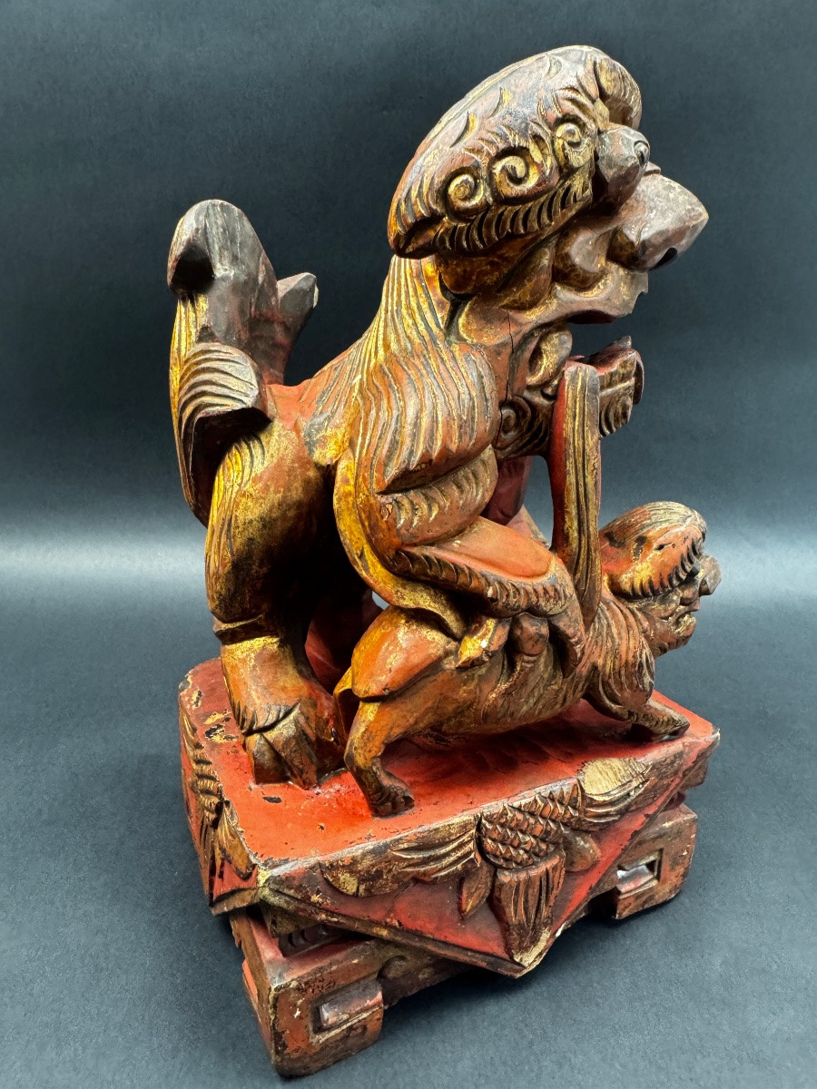 China, Pair Of Fo Dogs, Guardian Lions-photo-4
