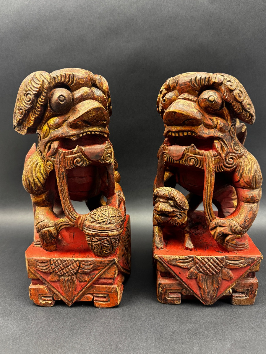 China, Pair Of Fo Dogs, Guardian Lions
