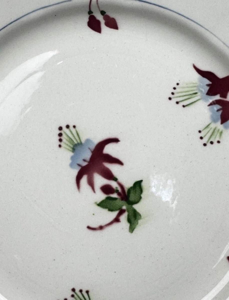 Suite de 6 assiettes plates Sarreguemines, modèle Bermudes – vers 1950-photo-2