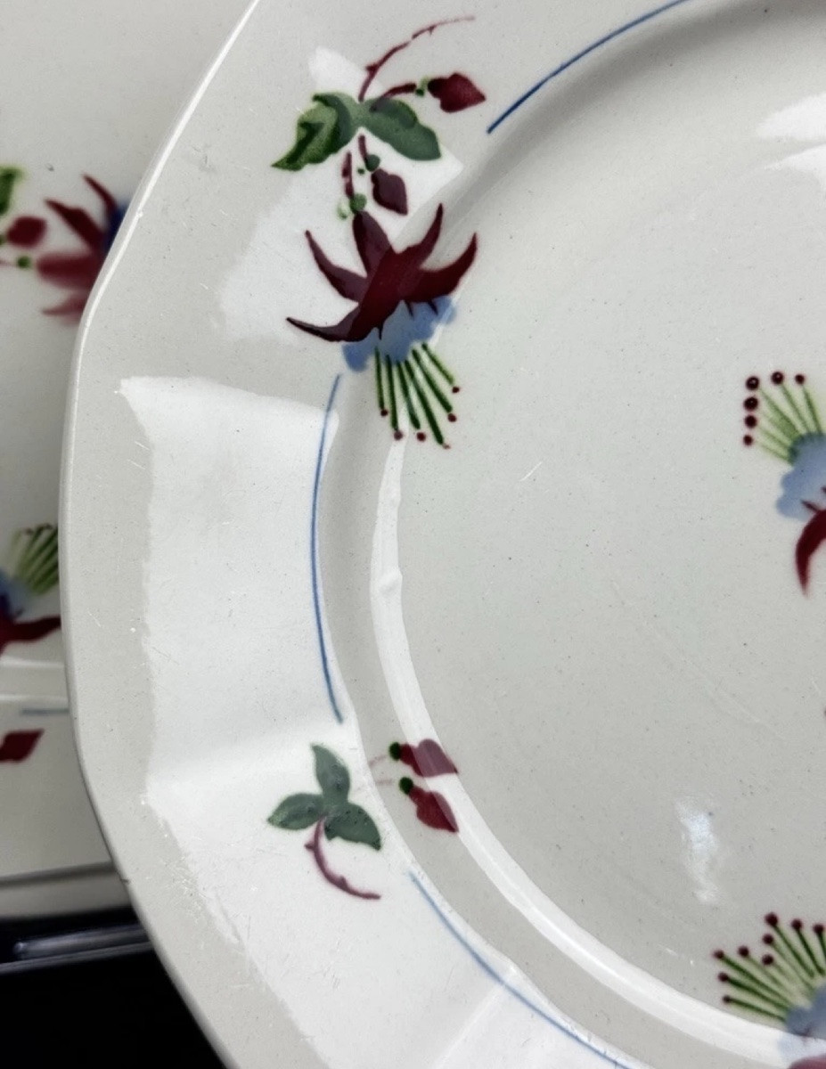 Suite de 6 assiettes plates Sarreguemines, modèle Bermudes – vers 1950-photo-4