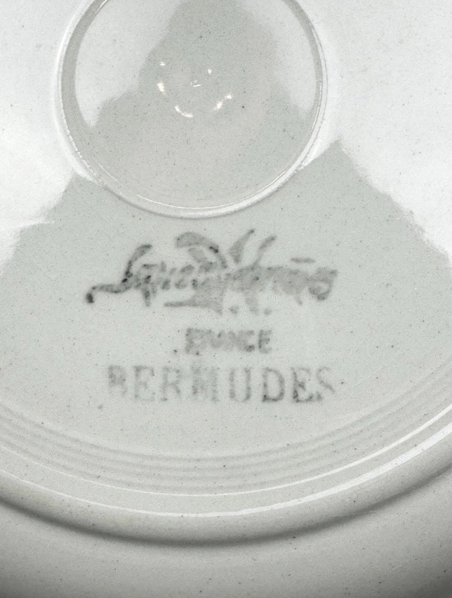 Suite de 6 assiettes plates Sarreguemines, modèle Bermudes – vers 1950-photo-1