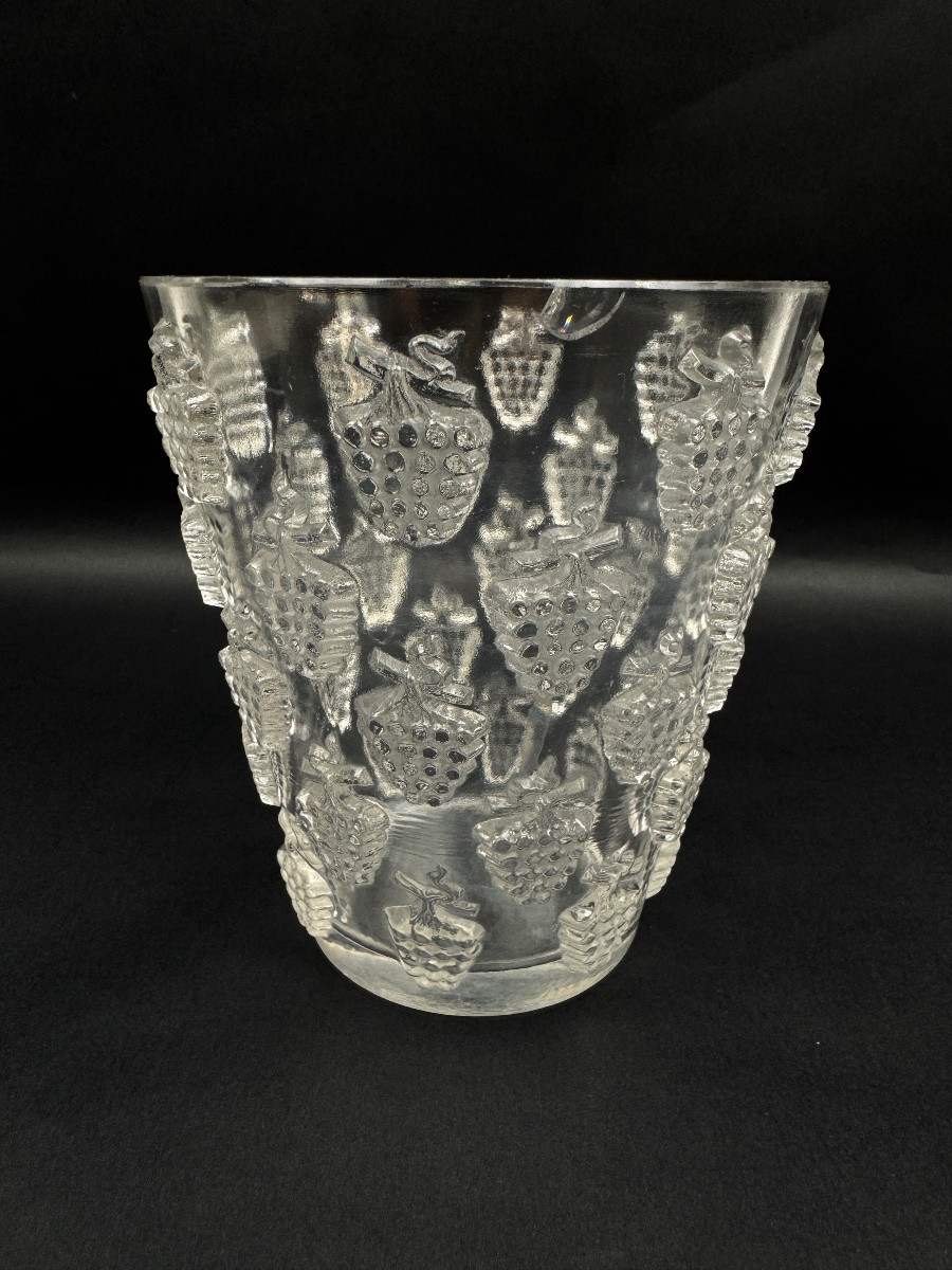  René Lalique vase modèle "Malaga", verre moulé pressé 1937-photo-2