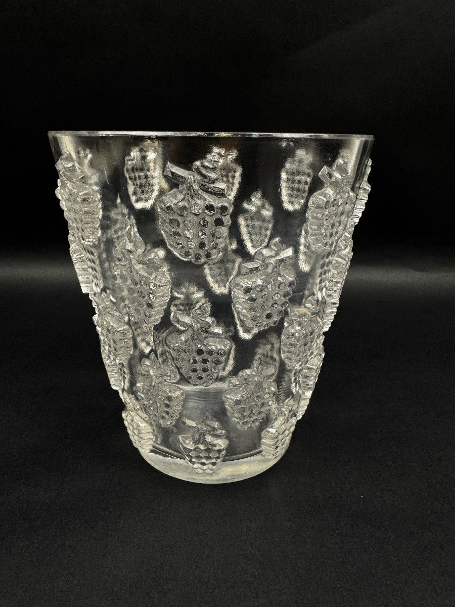  René Lalique vase modèle "Malaga", verre moulé pressé 1937-photo-3