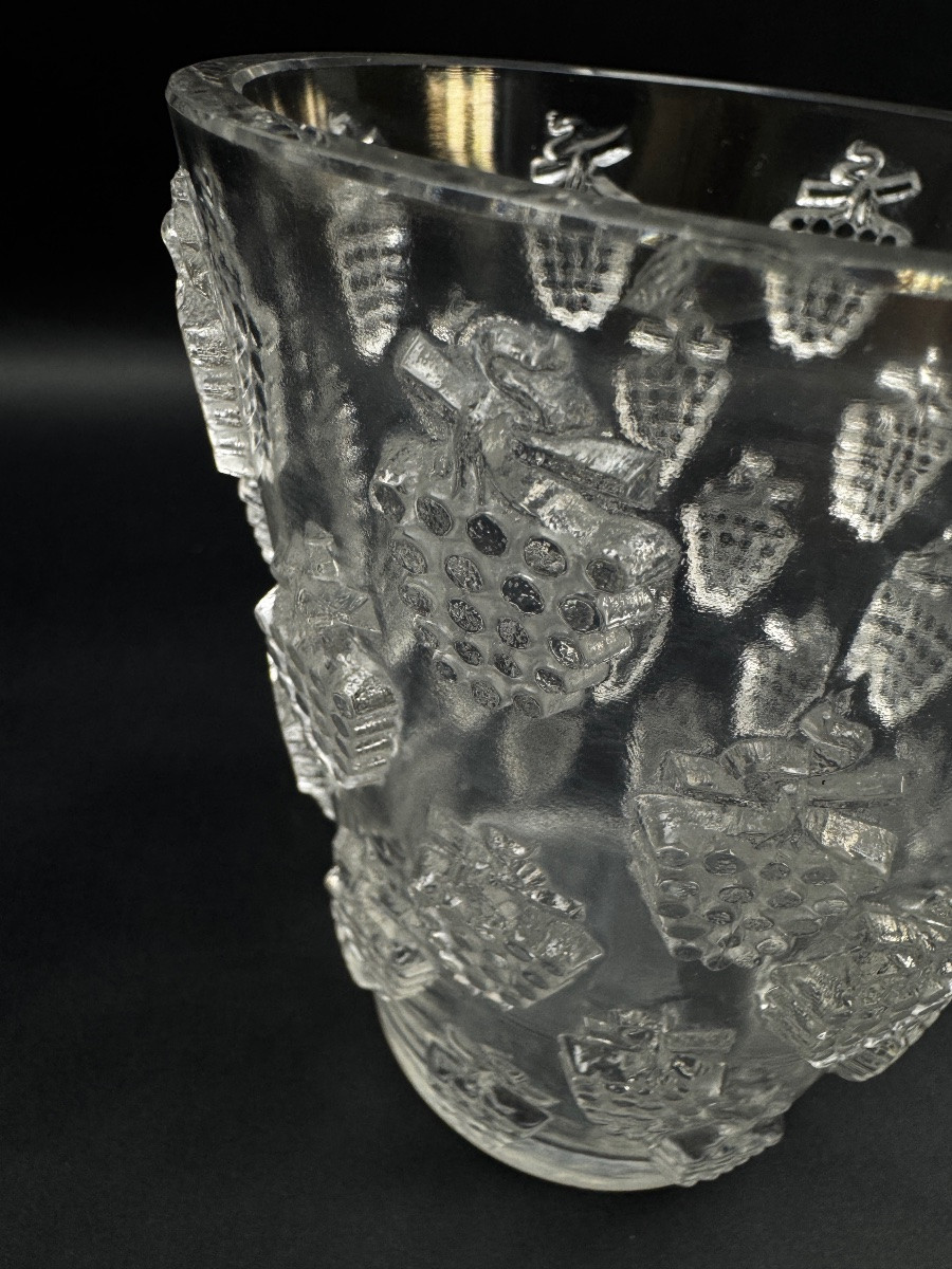  René Lalique vase modèle "Malaga", verre moulé pressé 1937-photo-5
