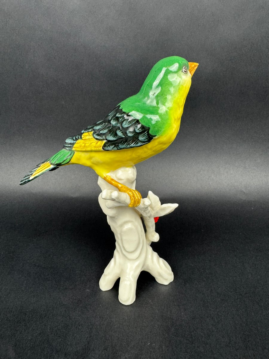 Oiseau en porcelaine polychrome Saxe Allemagne figurine vintage-photo-2