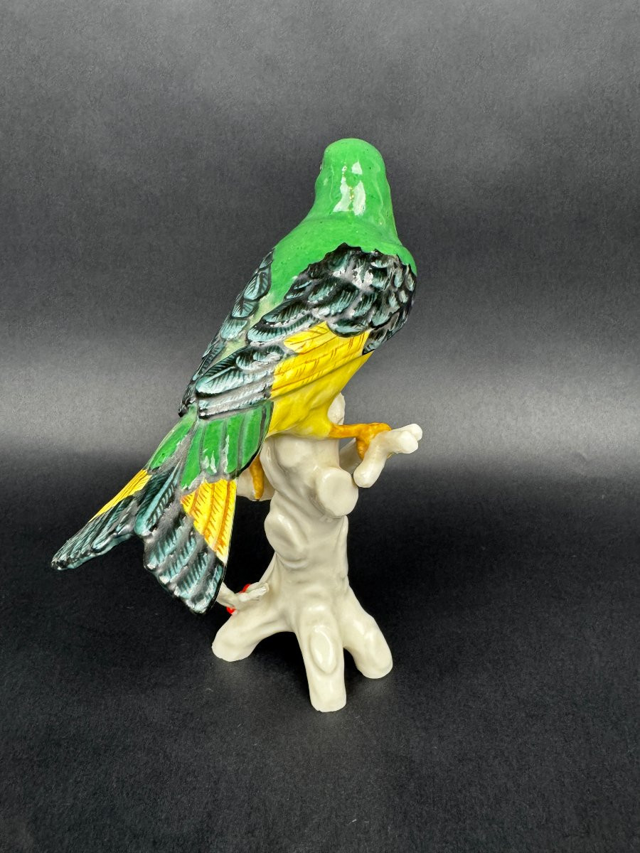 Oiseau en porcelaine polychrome Saxe Allemagne figurine vintage-photo-4