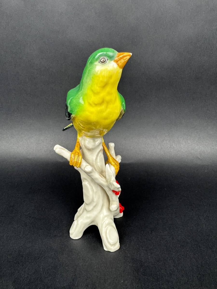 Oiseau en porcelaine polychrome Saxe Allemagne figurine vintage