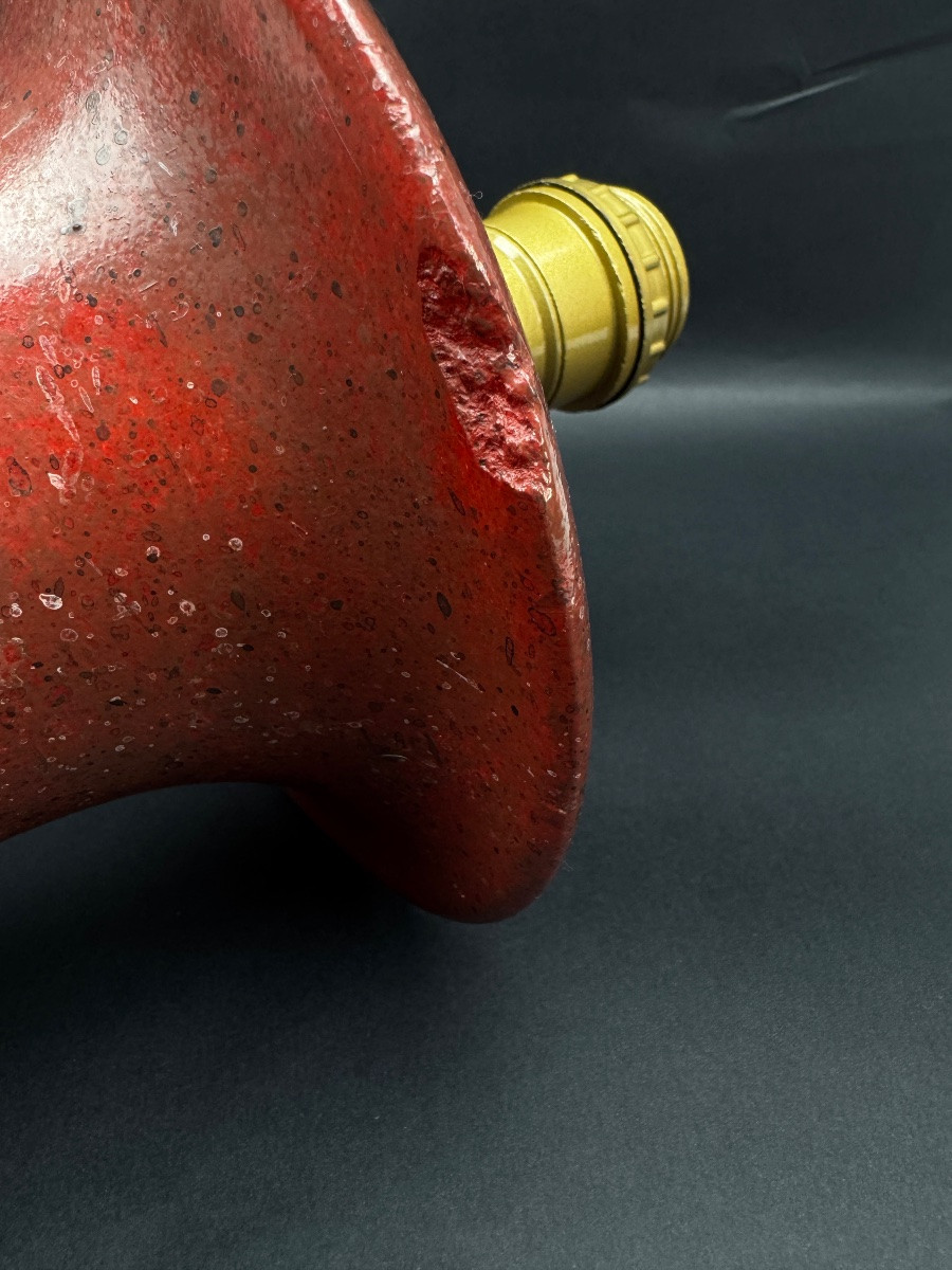 Lamp Base In Reconstituted Stone, Red "oxblood", 20th Century-photo-2