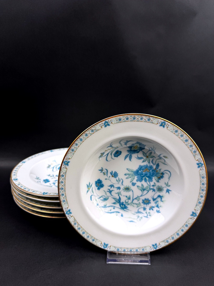 Série de 6 assiettes à soupe Haviland Limoges modèle Nankin -photo-2