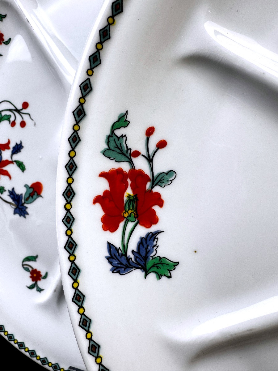 Suite de 6 assiettes compartimentées Porcelaine de Paris modèle Pavot-photo-5