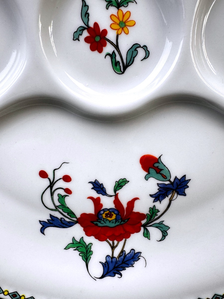 Suite de 6 assiettes compartimentées Porcelaine de Paris modèle Pavot-photo-6