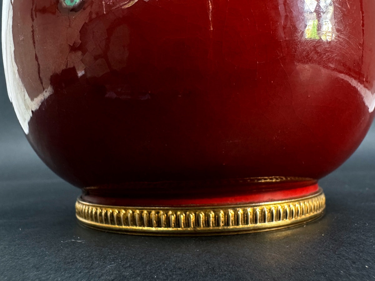 Cab Vase (céramique d'Art De Bordeaux) – Turquoise Green And Oxblood Red Glaze-photo-4