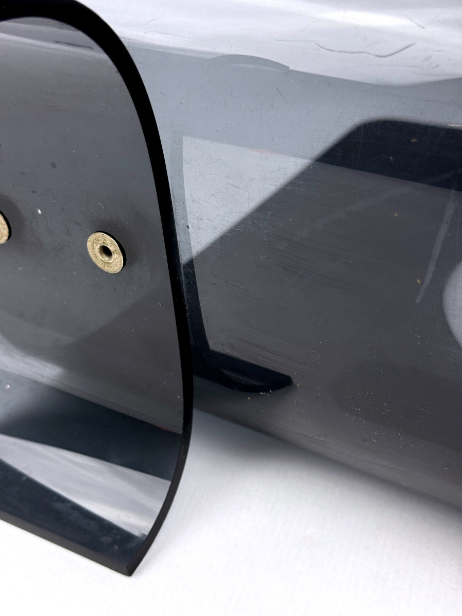 Vintage 1970s Smoked Plexiglass Magazine Rack, Minimalist Design-photo-2