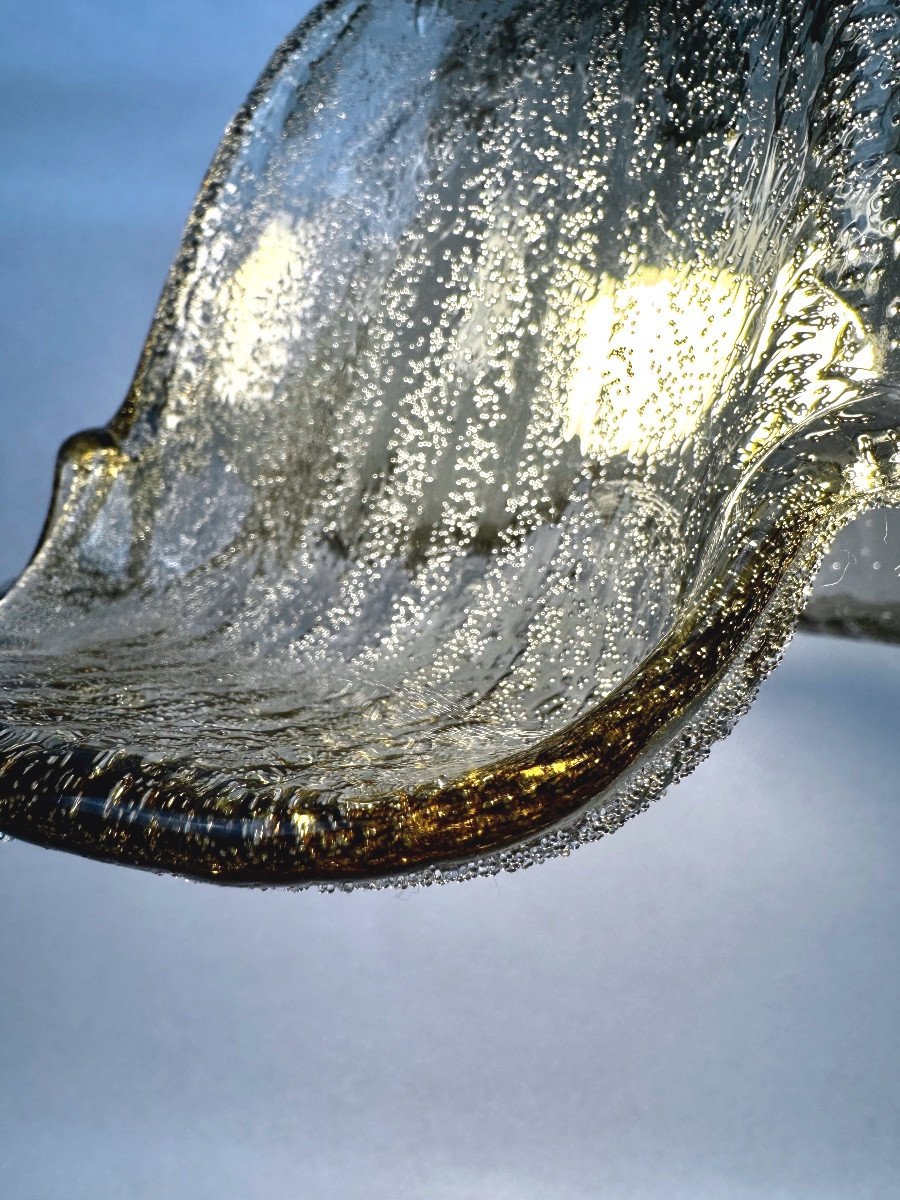 Suspension vintage Briloner Leuchten verre bullé brun fumé 1970-photo-4