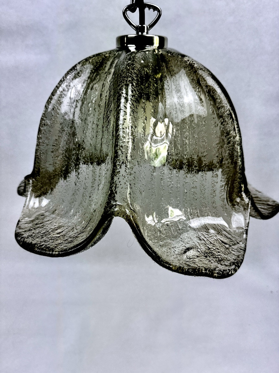 Suspension vintage Briloner Leuchten verre bullé brun fumé 1970-photo-5