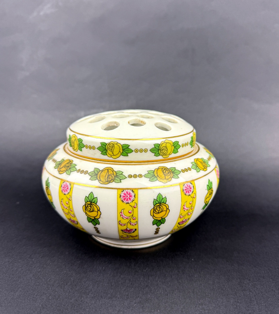 Charles Martin Limoges, Porcelain Flower Frog 