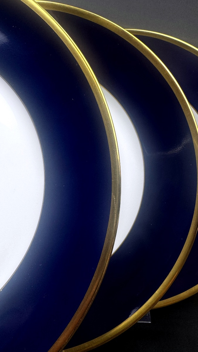 Haviland Limoges, suite de 4 assiettes Bleu Ambassade-photo-3