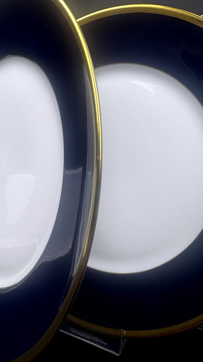 Haviland Limoges, suite de 4 assiettes Bleu Ambassade-photo-4