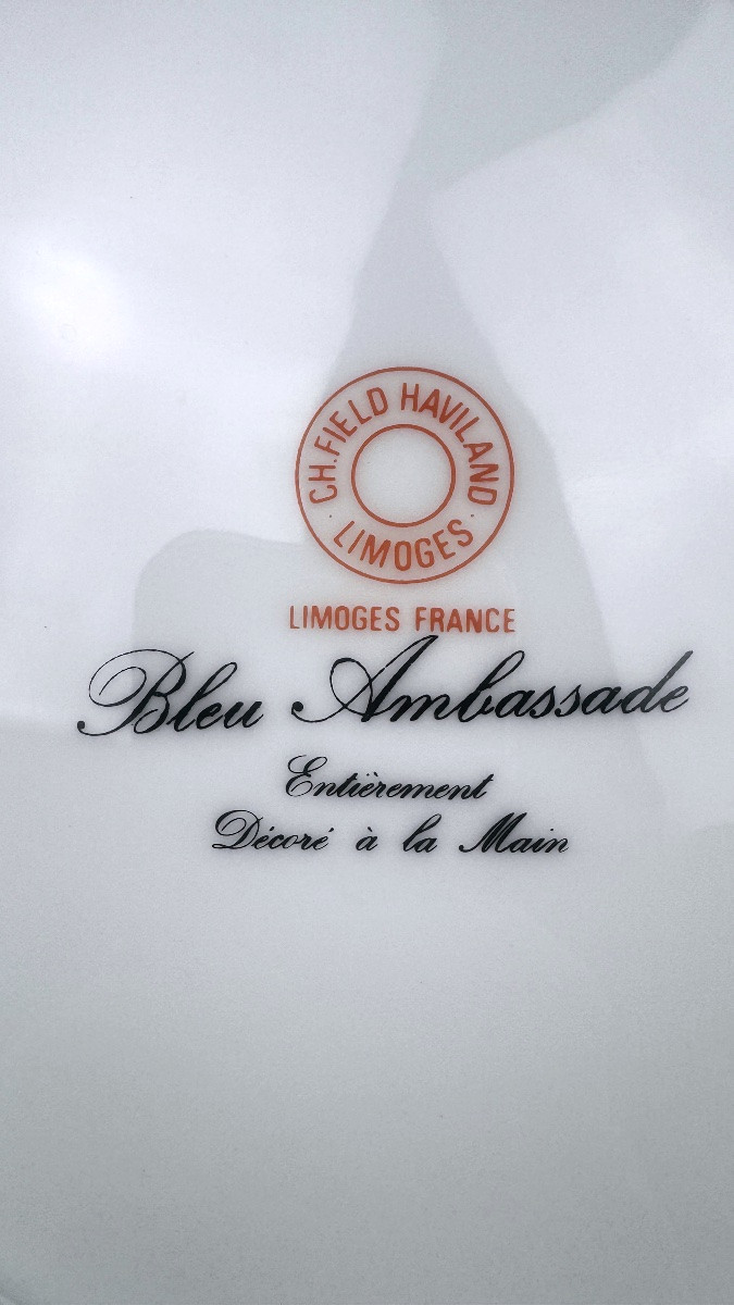 Haviland Limoges, suite de 4 assiettes Bleu Ambassade-photo-1