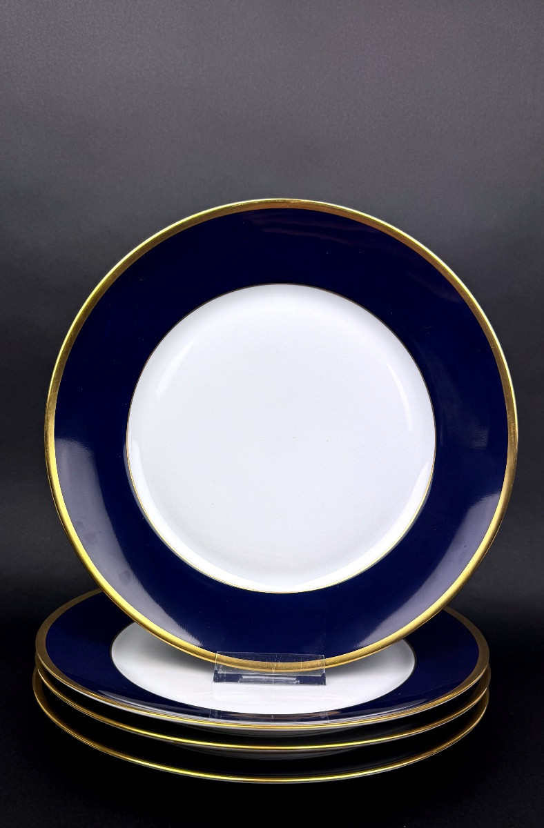 Haviland Limoges, suite de 4 assiettes Bleu Ambassade-photo-2