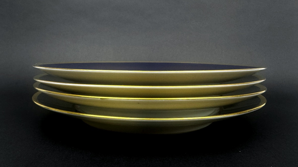 Haviland Limoges, suite de 4 assiettes Bleu Ambassade-photo-3