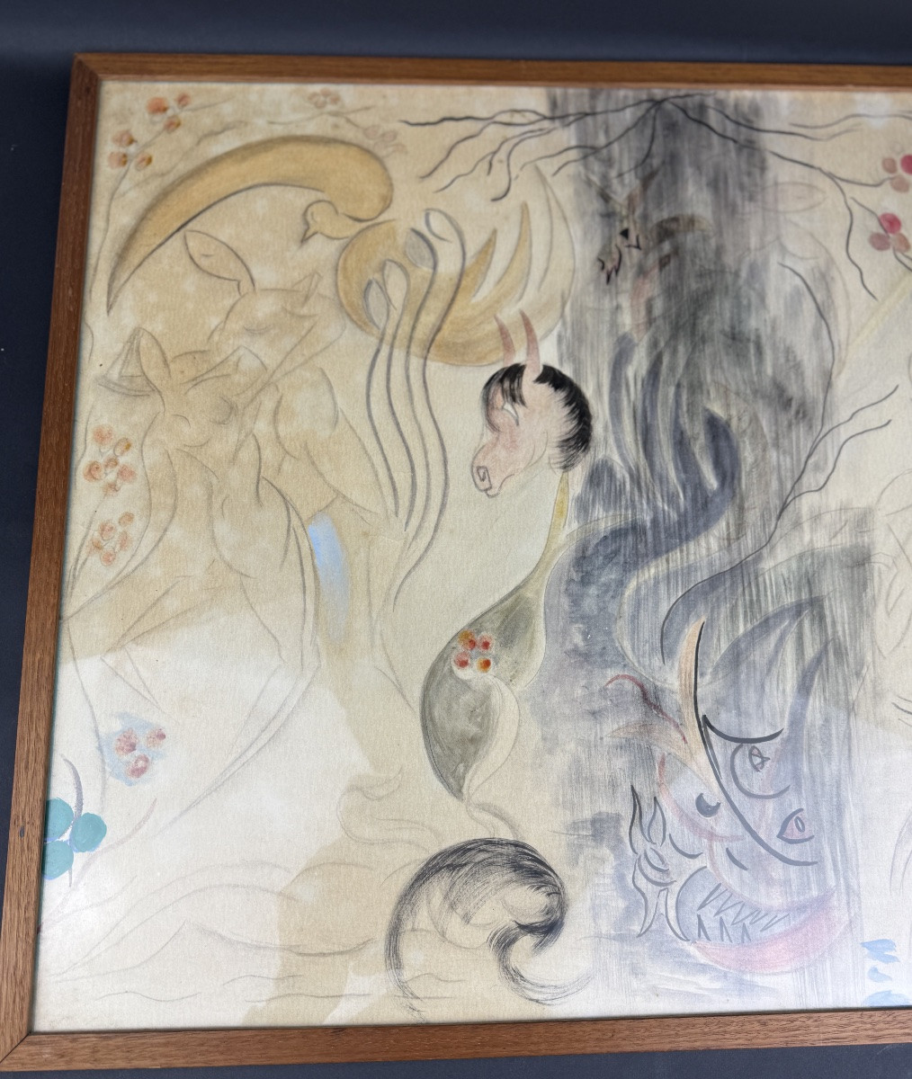 Esoteric Painting By Marie Gosselin "the Emulators Of Philemon And Baucis" 1962-photo-2