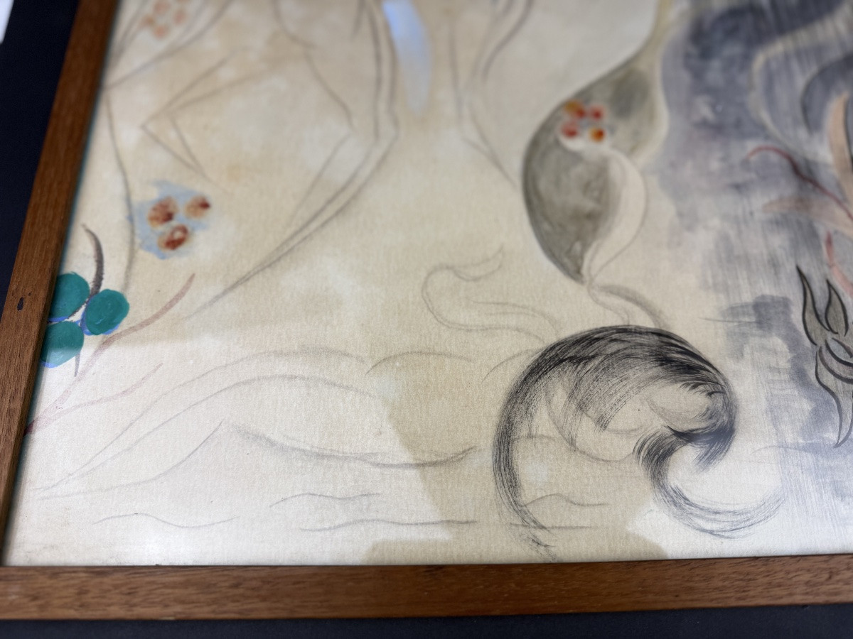 Esoteric Painting By Marie Gosselin "the Emulators Of Philemon And Baucis" 1962-photo-1