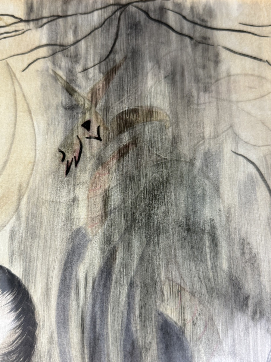 Esoteric Painting By Marie Gosselin "the Emulators Of Philemon And Baucis" 1962-photo-2