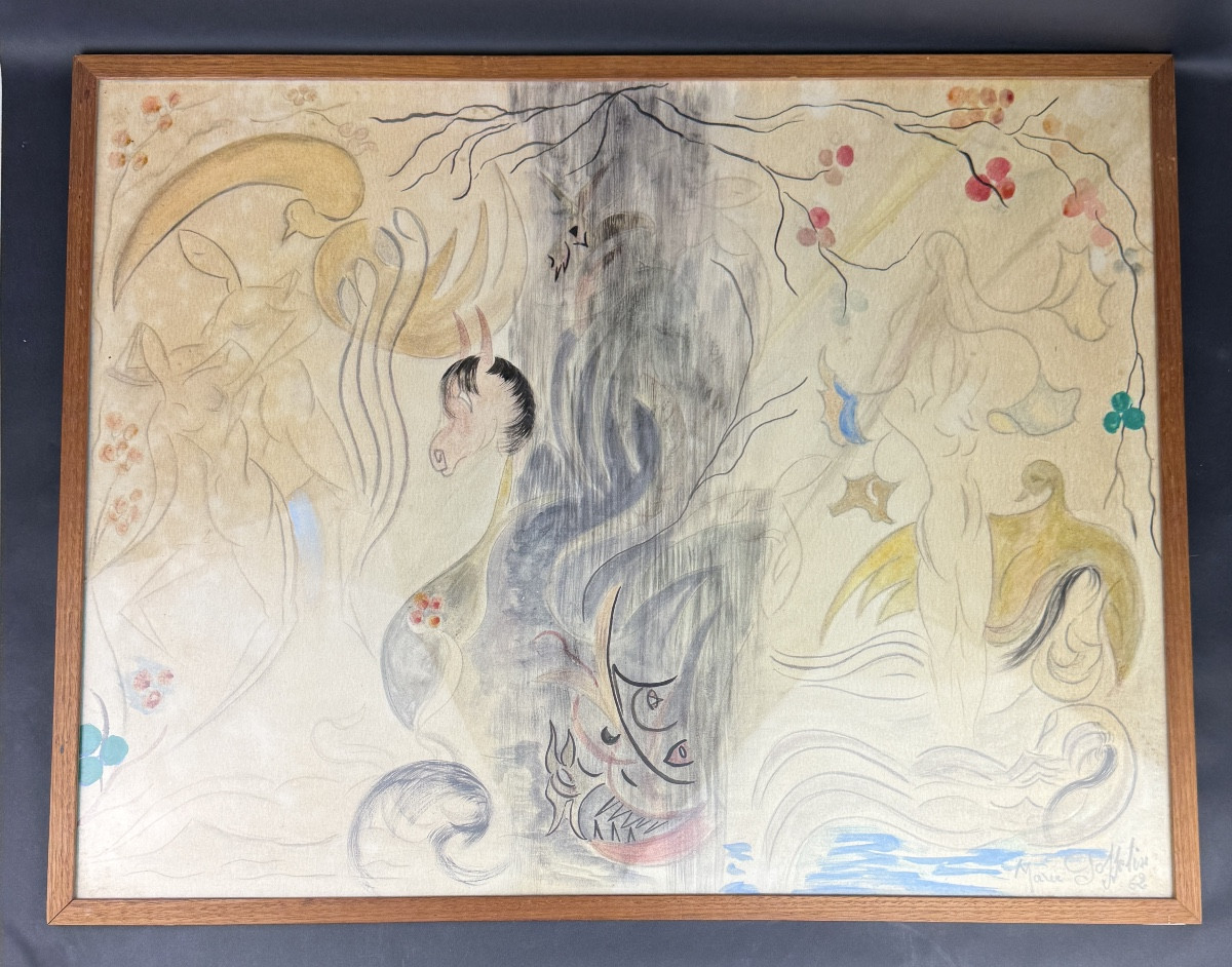 Esoteric Painting By Marie Gosselin "the Emulators Of Philemon And Baucis" 1962