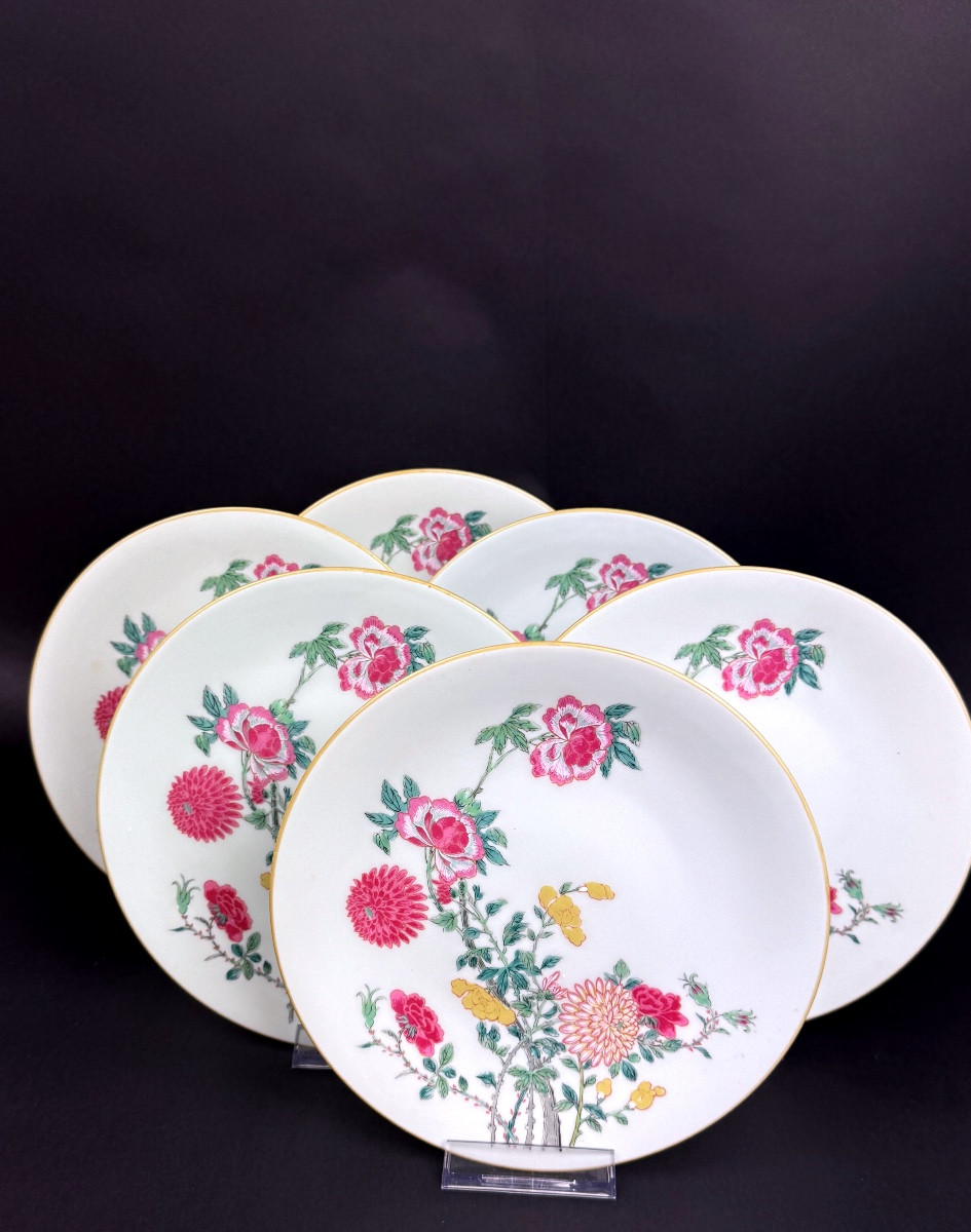 Raynaud, Limoges suite de 6 assiettes à dessert modèle Hoang-Ky