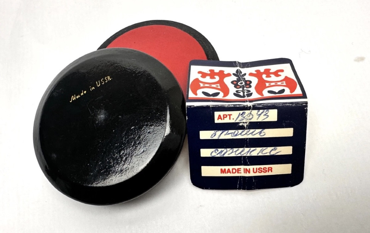 Palekh Lacquer Box, Ussr, Flowers And Bird In Flight-photo-2