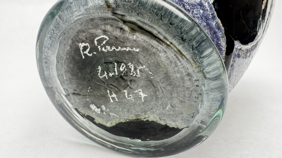 Art Glass Vase Signed René Pierini – French Studio Glass, 1985 2366.002-photo-5